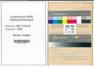 Entnazifizierung Walter Becker , geb. 06.03.1915 (Assessor)