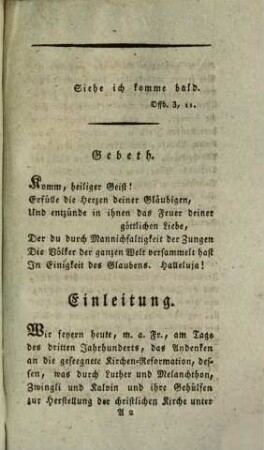 Predigt bei der dritten Jubel-Feyer der Reformation gehalten am 31. Oktober 1817