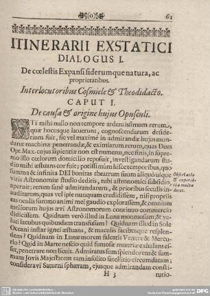 Caput I. De Causa et origine hujus Opusculi.