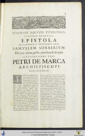 De vita, rebus gestis, moribus & scriptis Petri de Marca.