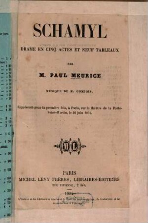 Schamyl : drame en cinq actes et neuf tableaux