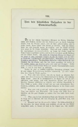 VIII. Von den häuslichen Aufgaben in der Elementarklasse