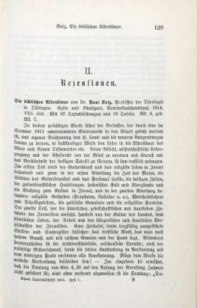 129-130 [Rezension] Volz, Paul, Die biblischen Altertümer
