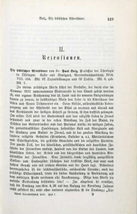 129-130 [Rezension] Volz, Paul, Die biblischen Altertümer