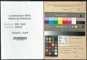 Entnazifizierung Josef Gemein , geb. 31.08.1908 (Schlosser)