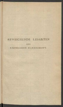 Abweichende Lesarten Der Bremischen Handschrift.