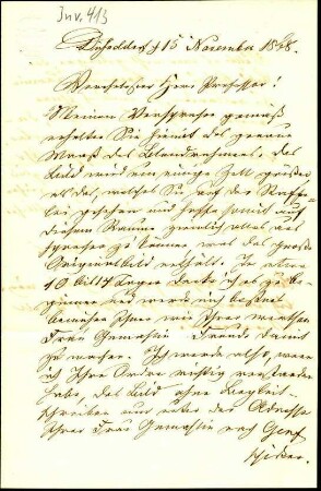 5-10-12-2.0000: Leu, August, Landschaftsmaler; diverse Schreiben ff.: Mitteilung, daß er ein bestelltes Bild bald in Angriff nimmt