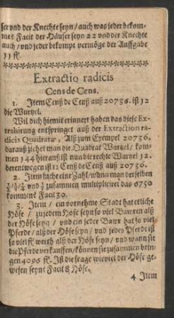 Extractio radicis Cens de Cens.