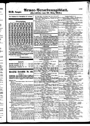 919. Ausgabe. Mittwoch, 29. März 1916