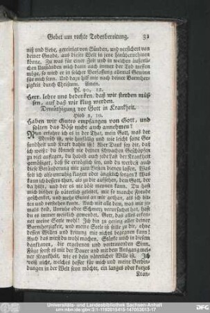 Demüthigung vor Gott in Krankheit.