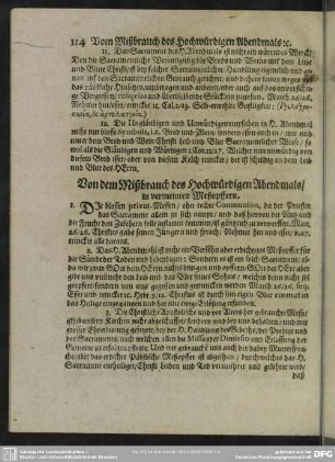 Von dem Mißbrauch des Hochwürdigen Abendmahls, in vermeinten Meßopffern