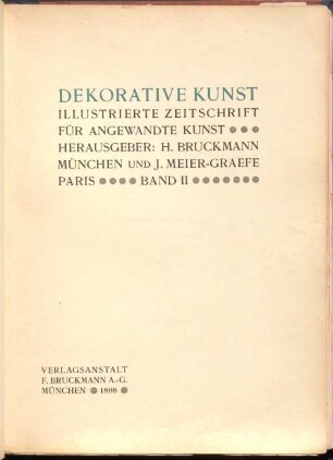 Dekorative Kunst : illustrierte Zeitschrift für angewandte Kunst. 2, 2. 1898