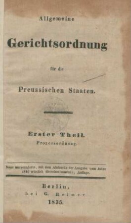 Theil 1: Prozessordnung