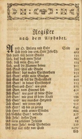 Register nach dem Alphabet.