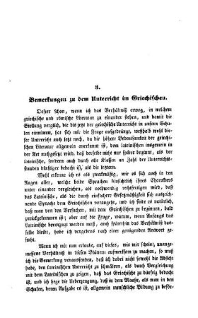 Bemerkungen zu dem Unterricht im Griechischen