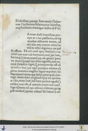 Illustrissimo principi Iano comiti Gebennarum Guillermus Fichetus ...