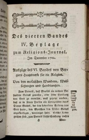 Des vierten Bandes IV. Beylage zum Religions-Journal, Im December 1782