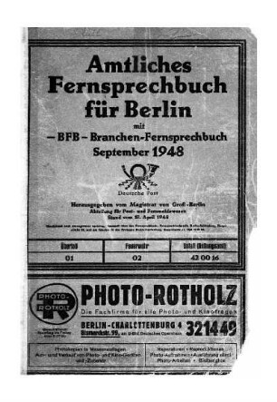 1948: Amtliches Fernsprechbuch für Berlin