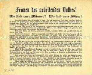 Anti-Kriegs-Flugblatt mit Aufruf zum Kampf für den Sozialismus