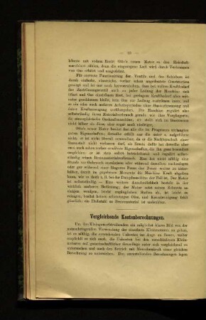 Vergleichende Kostenberechnungen.