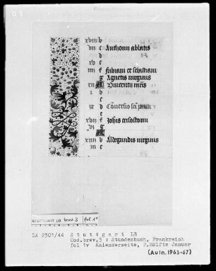 Stundenbuch — Kleine Initialen und Teilbordüre, Folio 1verso