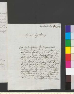 Brief von Stutzmann, Johann Josua an Goethe, Johann Wolfgang von
