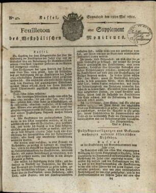 No. 40, Sonnabend den 18ten Mai 1811