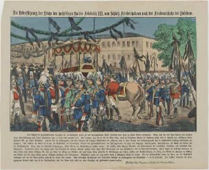 Die Ueberführung der Leiche des hochseligen Kaiser Friedrich III. von Schloß Friedrichskron nach der Friedenskirche bei Potsdam.