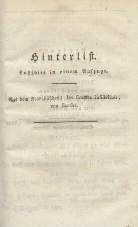 Hinterlist. Lustspiel in einem Aufzuge