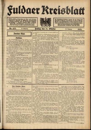 Zweite Ausgabe vom Freitag, den 31. Oktober 1913.