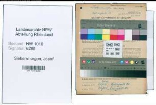 Entnazifizierung Josef Siebenmorgen , geb. 22.12.1907 (Gastwirt)