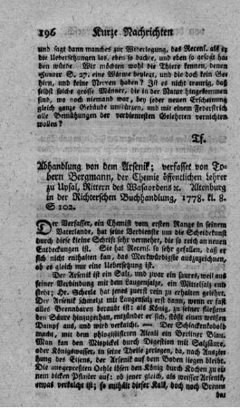 Abhandlung von dem Arsenik.