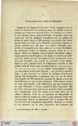I. Topographie de la Colline de Hissarlik