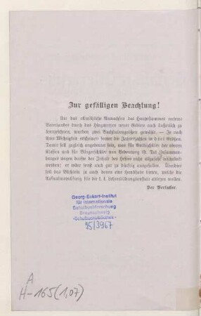 Zur gefälligen Beachtung