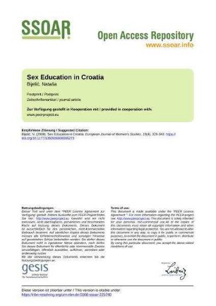 Sex Education in Croatia
