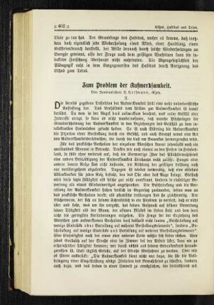 Zum Problem der Aufmerksamkeit