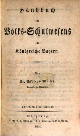 Handbuch des Volks-Schulwesens im Königreiche Bayern