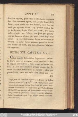 Sectio XVI. Caput XIII - XIV, 1