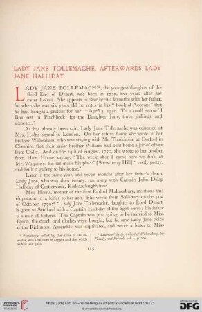 Lady Jane Tollemache, Afterwards Lady Jane Halliday