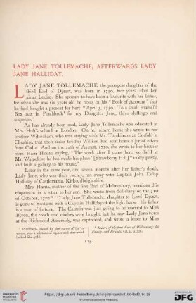 Lady Jane Tollemache, Afterwards Lady Jane Halliday