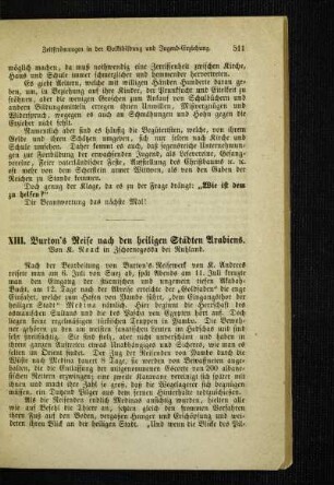 Burton's Reise nach den heiligen Städten Arabiens