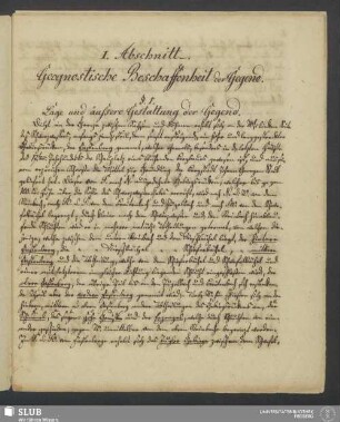 I. Abschnitt. Geognostische Beschaffenheit der Gegend