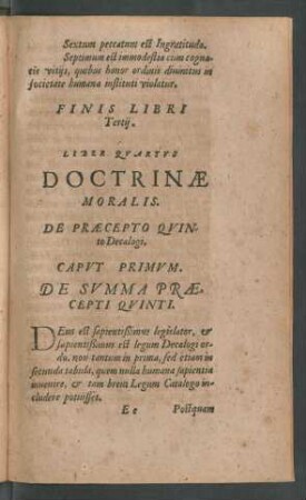 Liber Quartus Doctrinae Moralis.