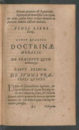 Liber Quartus Doctrinae Moralis.