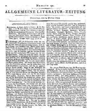 Hamilton, A.: Unterricht in der Behandlung der Frauenzimmer und neugebohrner Kinder-Krankheiten. Mit einigen Fällen und gewählten Recepten. Aus dem Engl. Leipzig: Hertel 1793