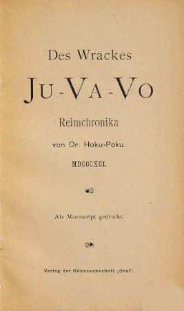 Des Wrackes Ju-Va-Vo : Reimchronika