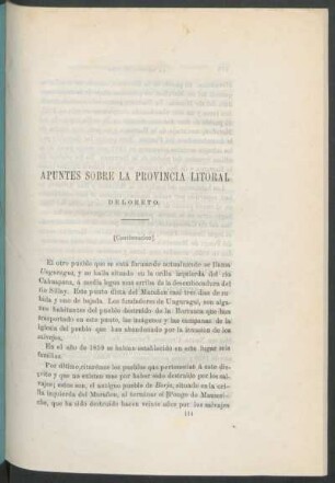 Apuntes sobre la provincia litoral de Loreto. - [Continuación.]