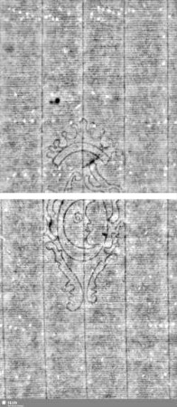 gesichteter Halbmond im Wappen (gekrönt) / Ornament + VG = "Bd.1 S.3/4+ Bd.2 S.121/122"