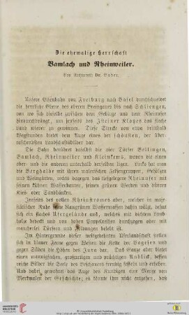 Die ehemalige Herrschaft Bamlach und Rheinweiler