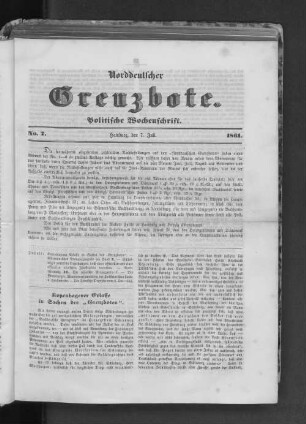No. 7 Hamburg, den 7. Juli. 1861.